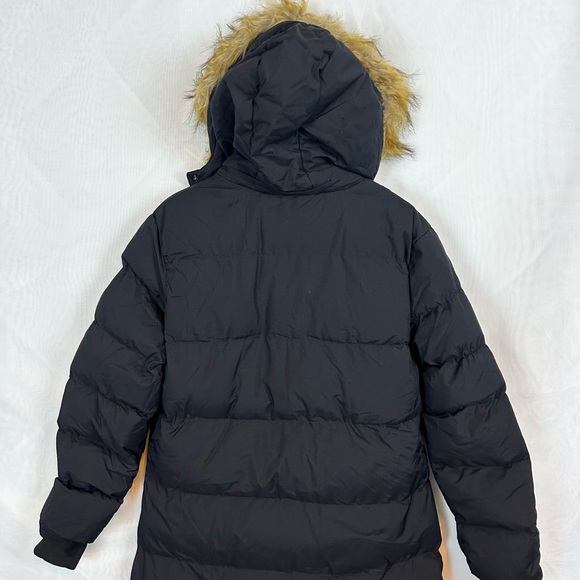 NWT Womens Black Faux Fur Trimmed Hooded Coat / Large - Picture 12 of 15